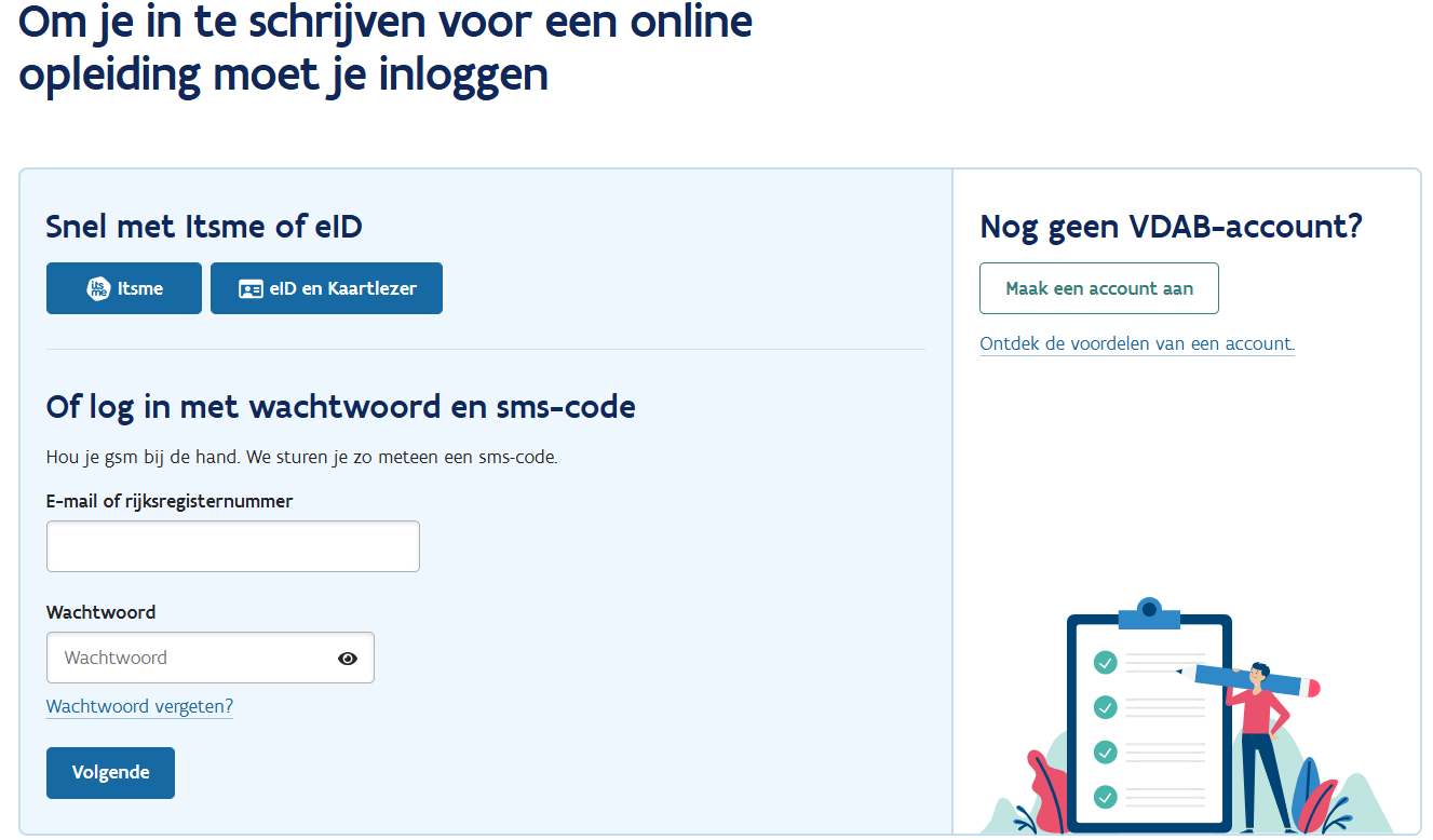 inlogscherm VDAB