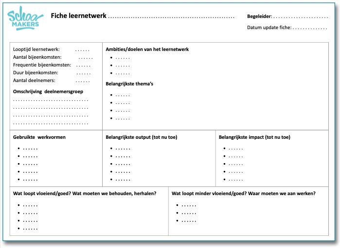 handige fiche voor opvolging lerend netwerk