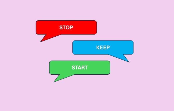 dia met woorden keep-stop-start
